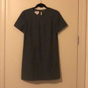 Gray and blue line shift dress